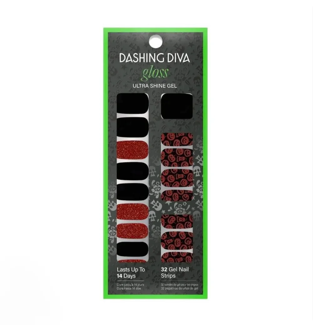 Halloween Nail Srickers Dashing Diva Gloss Nail Strips UV Free Gel 2 Pack